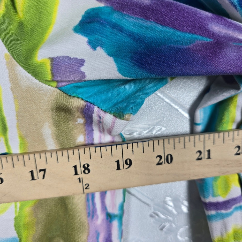 Erin London Jacket Womens Medium Abstract Watercolor Teal Purple Multi Button Up - Picture 5 of 10